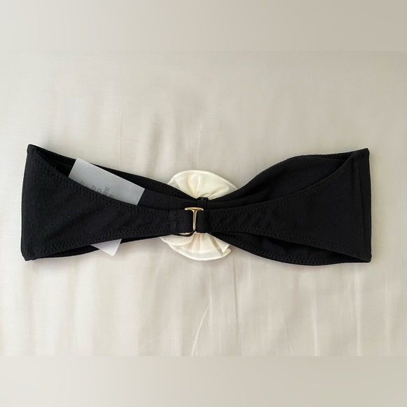 Currently SOLD OUT BNWT SAME Rose Bandeau Top (Faux Suede Black/Cream) in Size L - Picture 2 of 11